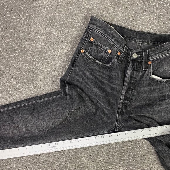 Levi's Premium 501 S Jeans Women's 26 x 28 Fit 28x28 Black Skinny Button Fly - Picture 15 of 16
